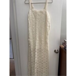 In Bloom Cream Crochet Maxi Dress with Square Motif